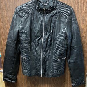 Elegant Black Leather Jacket for Women